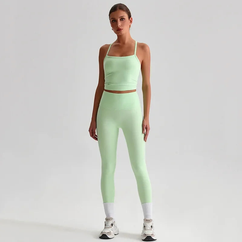 Cralom Naked Feel Seamless Yoga Set: Sports Bra & High-Waisted Leggings