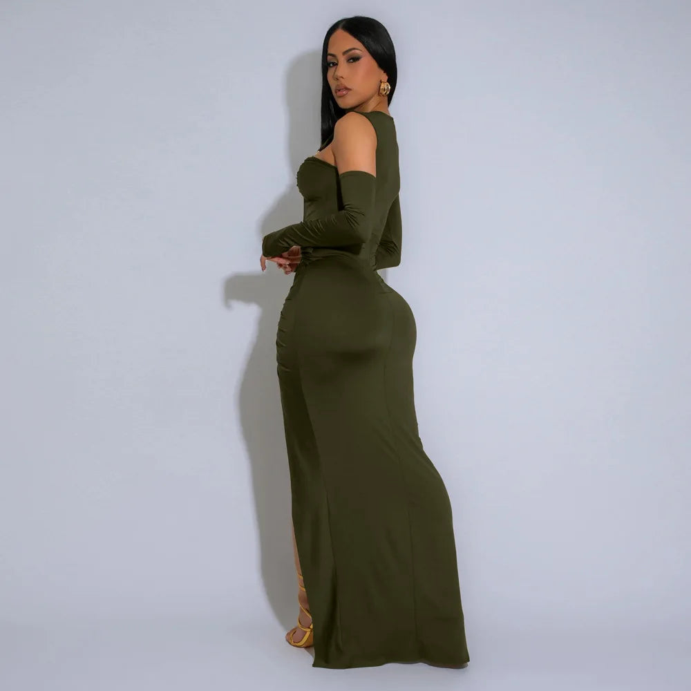 Cralom Sexy Black Tight Dress with Hollow Out Split Design for Summer 2025