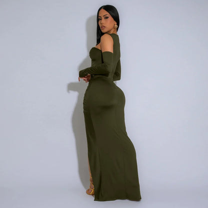 Cralom Sexy Black Tight Dress with Hollow Out Split Design for Summer 2025