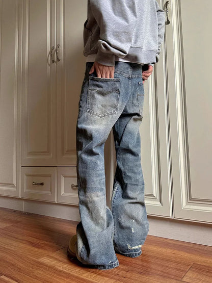 Cralom Vintage Distressed High Waist Wide Leg Jeans Women 2025 Fashion