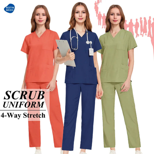 Cralom Medical Professional Scrub Set: Doctor Nurse Uniform for Hospital Beauty Salon