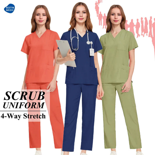 Cralom Medical Professional Scrub Set: Doctor Nurse Uniform for Hospital Beauty Salon