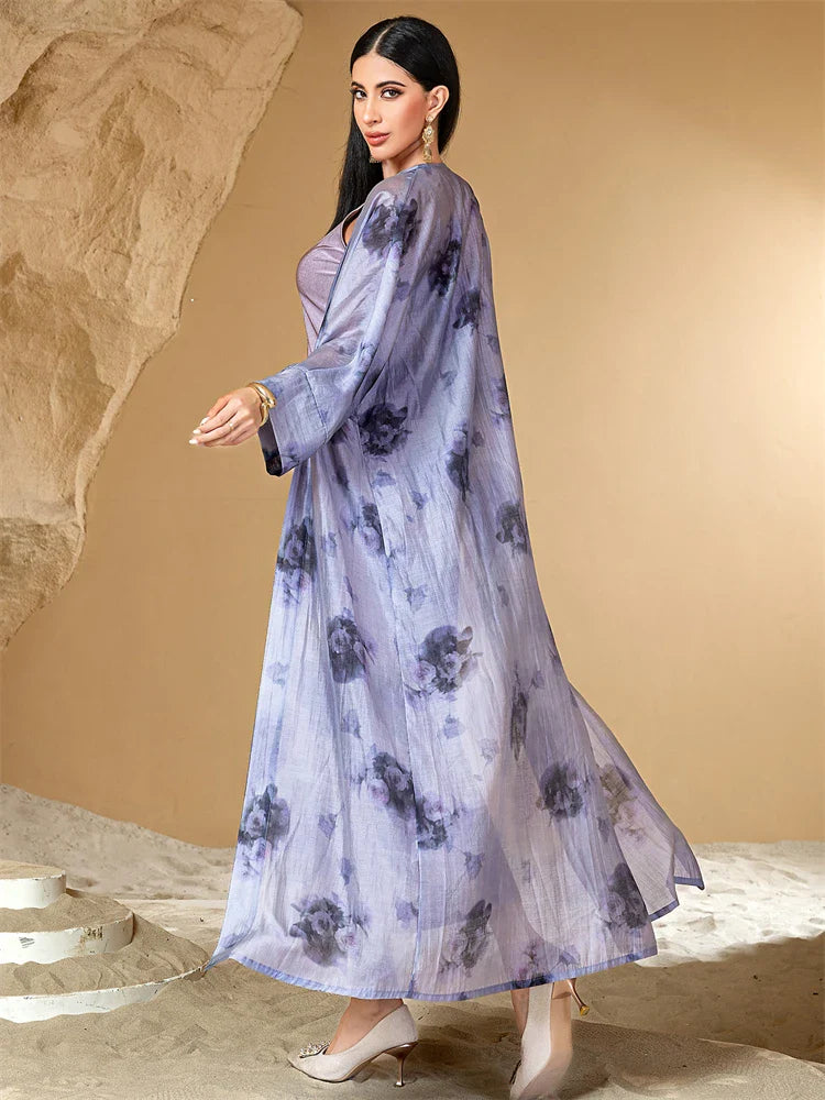 Cralom Ramadan Eid Kebaya Abaya Set: Modest 2 Piece African Dress Robe
