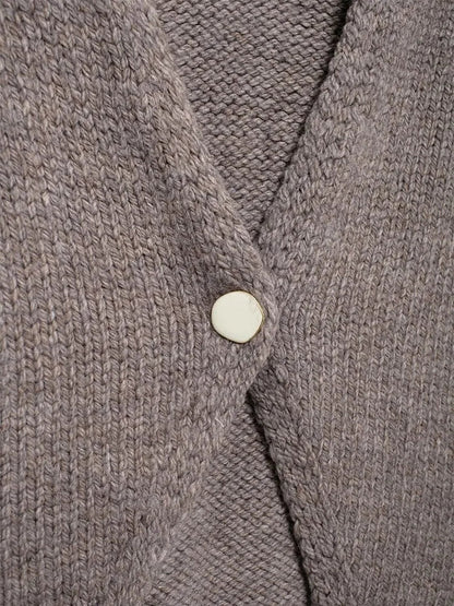 Cralom Vintage Knitted Button Cardigan Sweater for Women Fall Elegant Short Sleeve Knit Top