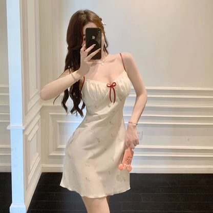 Cralom Ice Ribbon Silk Nightgown - Pure Desire Suspender Sleepwear