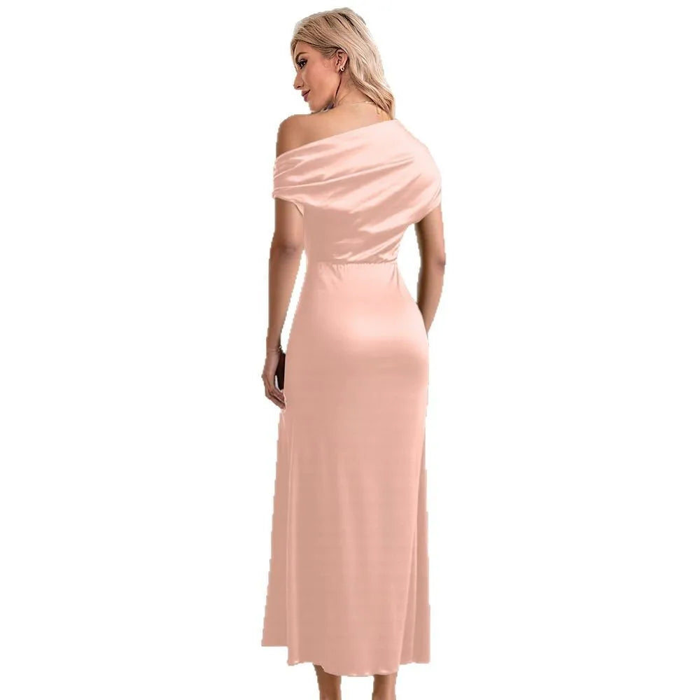 Cralom 2025 Summer Women's Irregular Sleeveless Loose Dress in Solid Color
