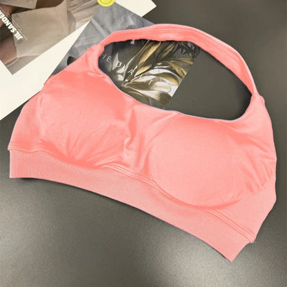 Cralom Yoga Halter Sports Bra Open Back Padded Crop Top Gym Fitness Running Top