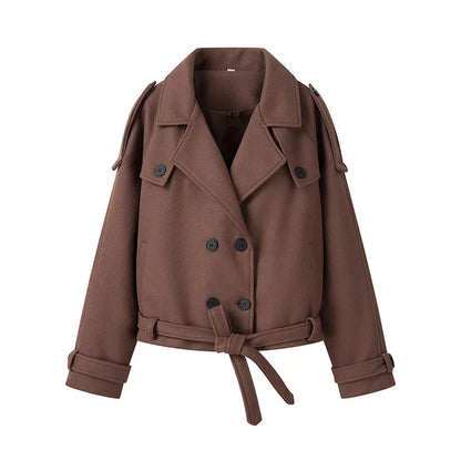 Cralom Chic Button Long Sleeve Jacket - Women's Slimming Lapel Coat