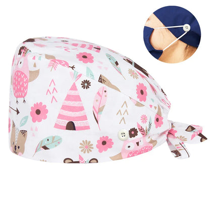 Cralom Cotton Scrub Caps with Sweatband for Medical Professionals