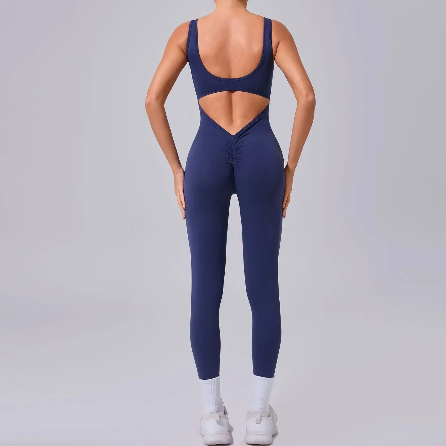 Cralom Yoga Jumpsuit: Seamless Beauty Back Fitness One-piece Leggings for Women