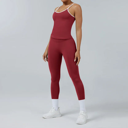 Cralom Yoga Set: Backless Sports Vest & Quick-Dry Leggings for Gym & Pilates