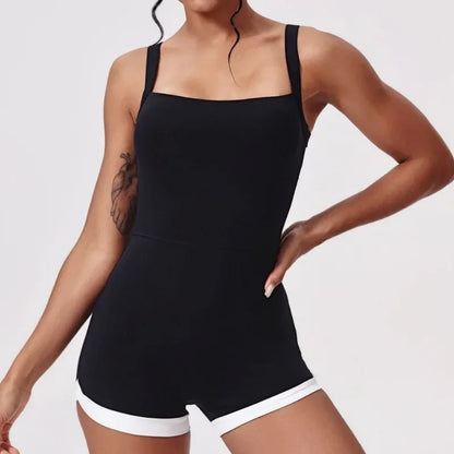 Cralom Naked Feel Seamless Yoga Jumpsuit - Color Block, Backless Straps