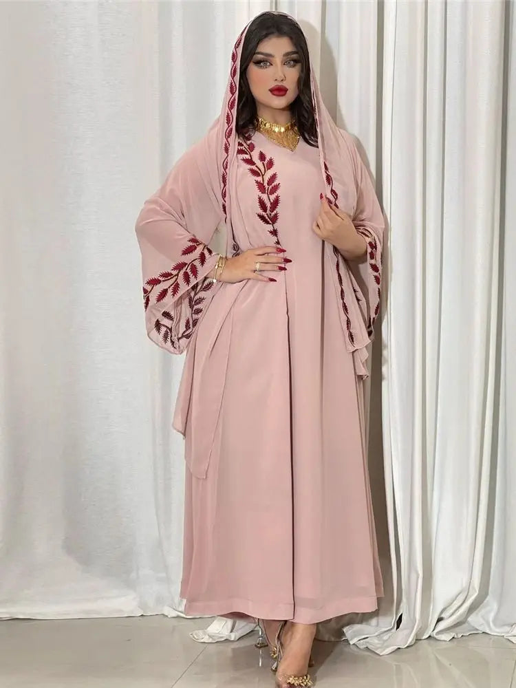Pink Kaftan Robe for Modest Muslim Women by Cralom: Elegant Abaya Dress Hijab Islam