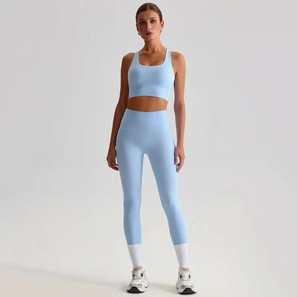 Cralom Seamless Yoga Set: Backless Sports Bra & Booty-Lifting Leggings