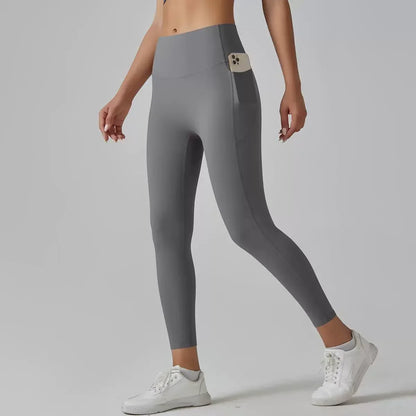Cralom High Waist Yoga Pants with Side Pockets & Hip Scrunch