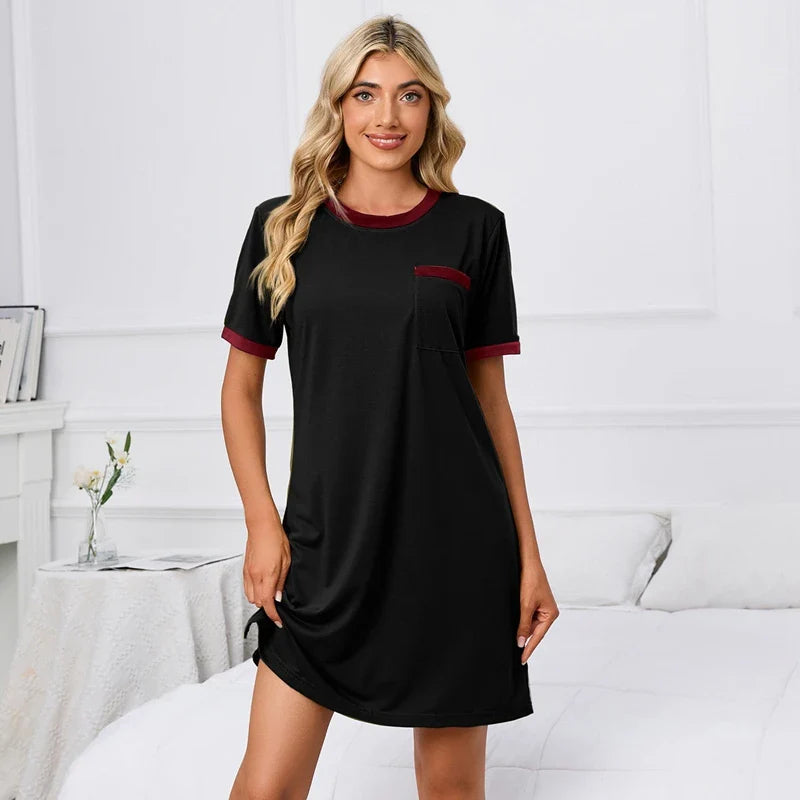 Cralom Soft Short Sleeve Summer Nightgown - Lightweight Women's Sleepdress