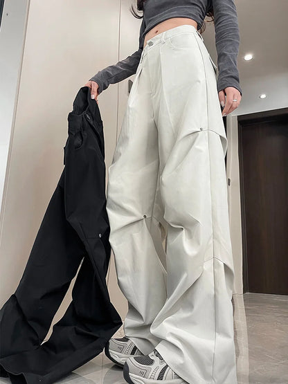 Cralom High Waist Rivet Cargo Pants: 2025 Spring Summer Women's Fashion