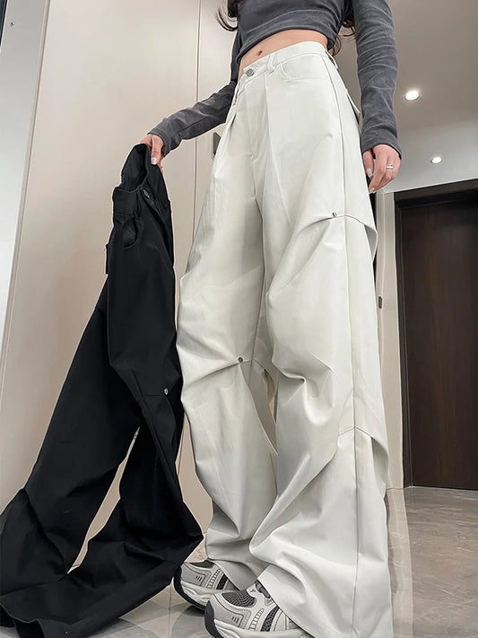 Cralom High Waist Rivet Cargo Pants: 2025 Spring Summer Women's Fashion