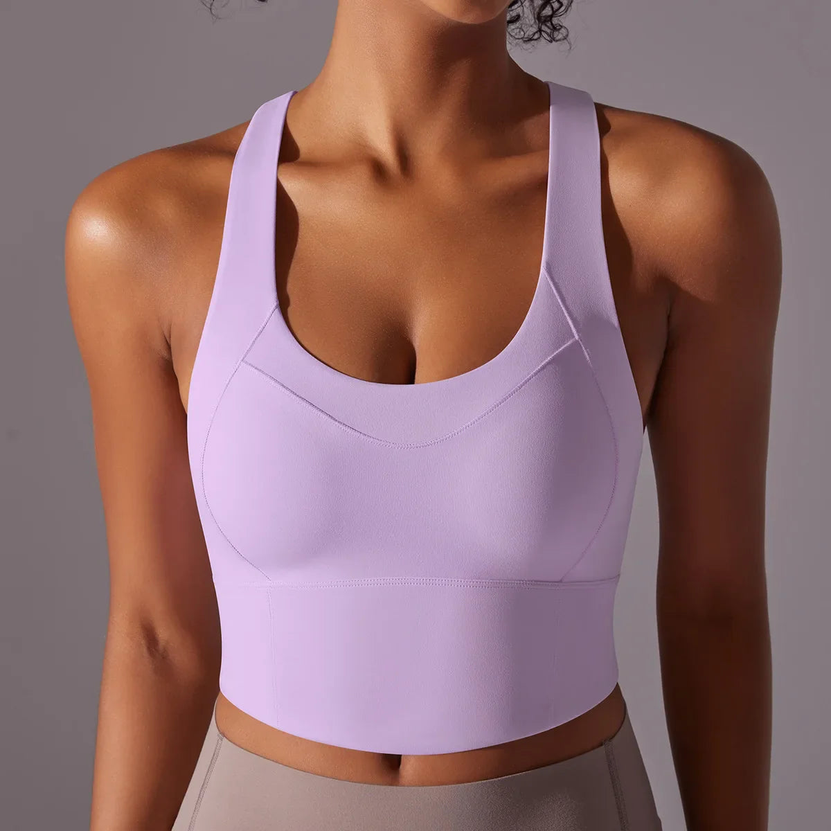 Cralom Cross Back Yoga Vest with Built-in Pads, Wide Straps Gym Crop Top