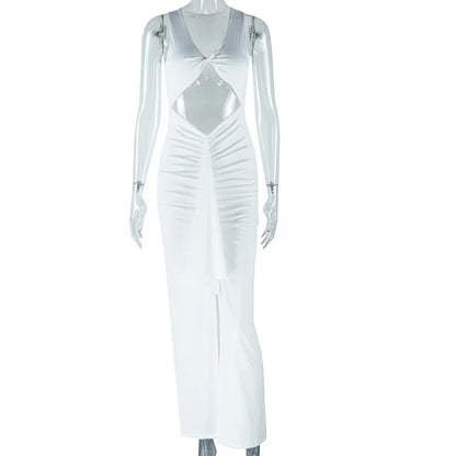 Cralom Women's Sus. Dress with Hollowed Ribbon - Summer 2025 Trendy Casual Fashion
