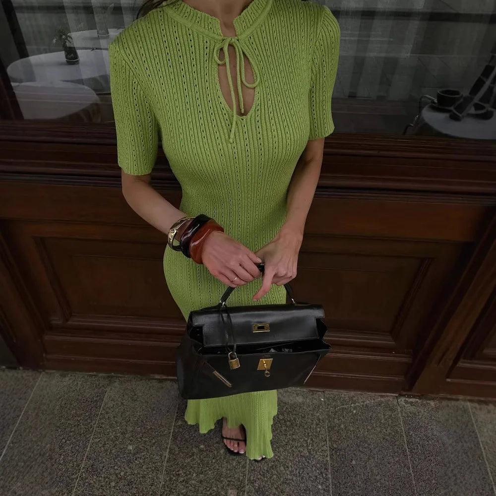 Cralom Candy Colored Slim Fit Knitted Woolen Dress
