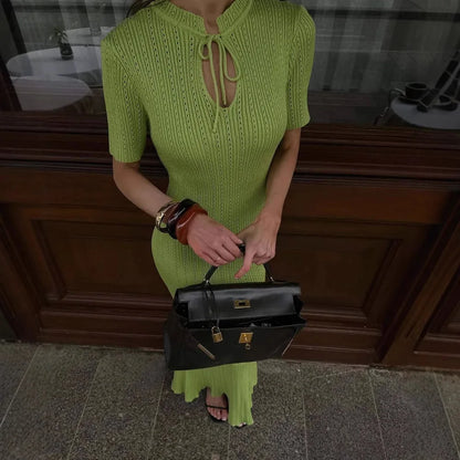 Cralom Candy Colored Slim Fit Knitted Woolen Dress