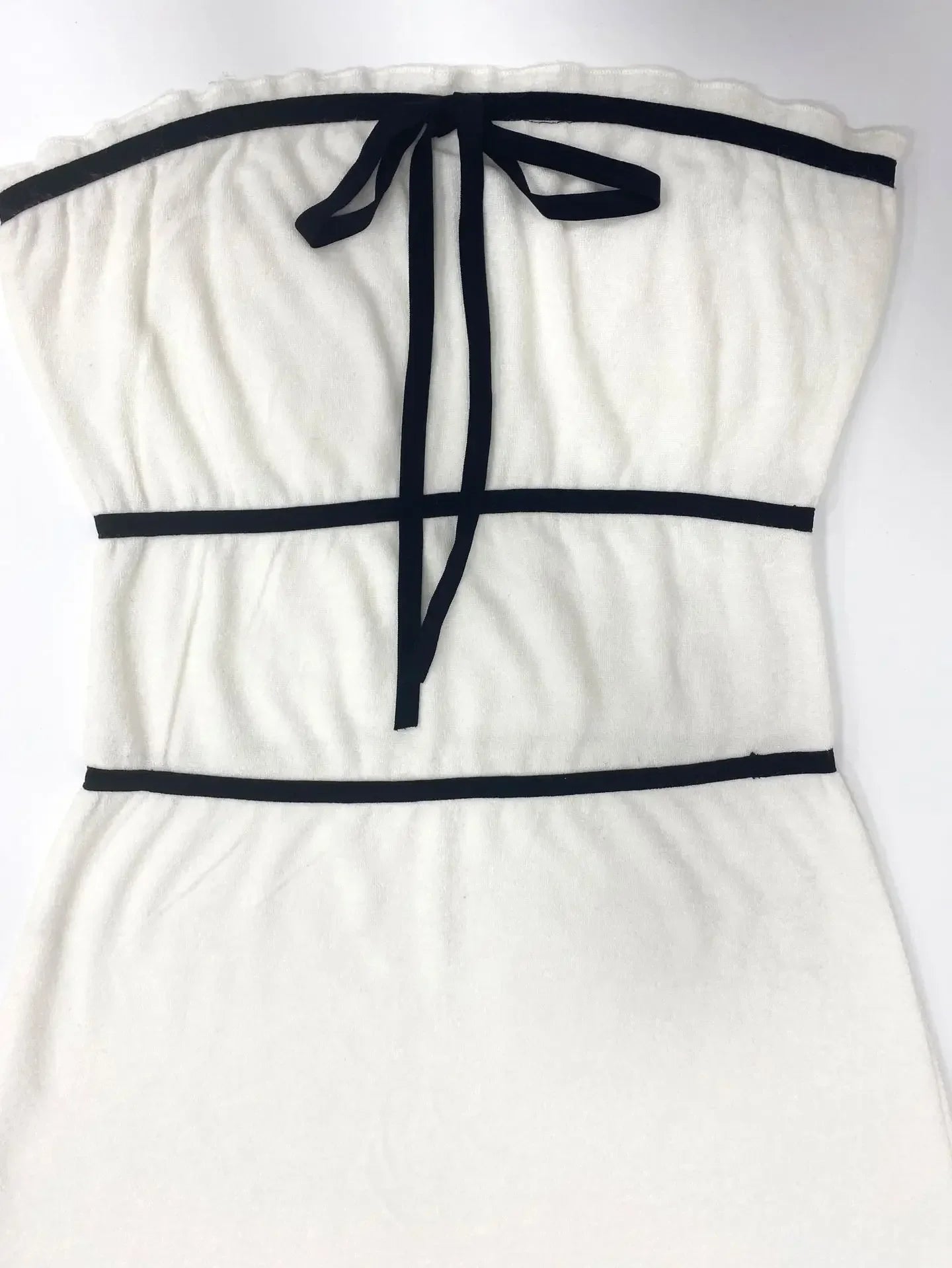 Cralom Women's Strapless Stripes Knit Midi Dress with Bowknot