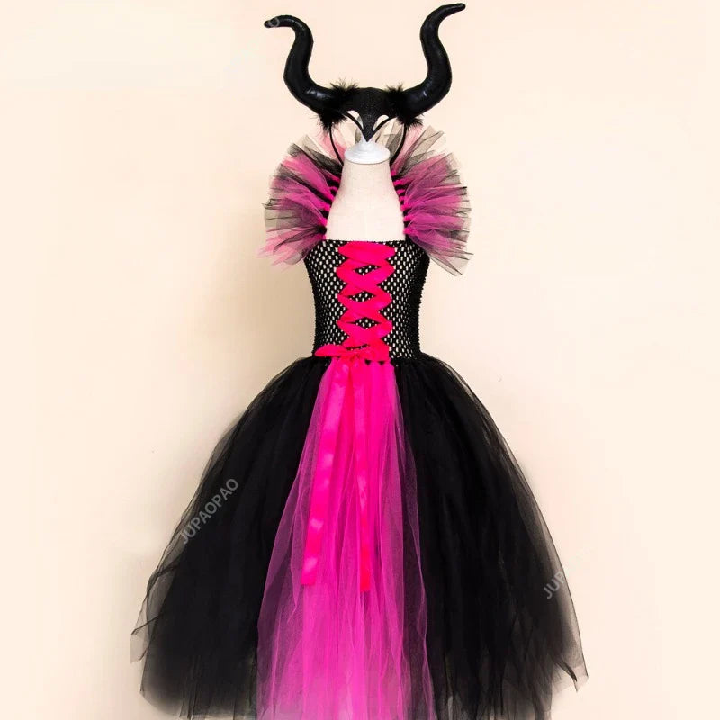 Cralom Deluxe Demon Queen Witch Girls Halloween Party Costume