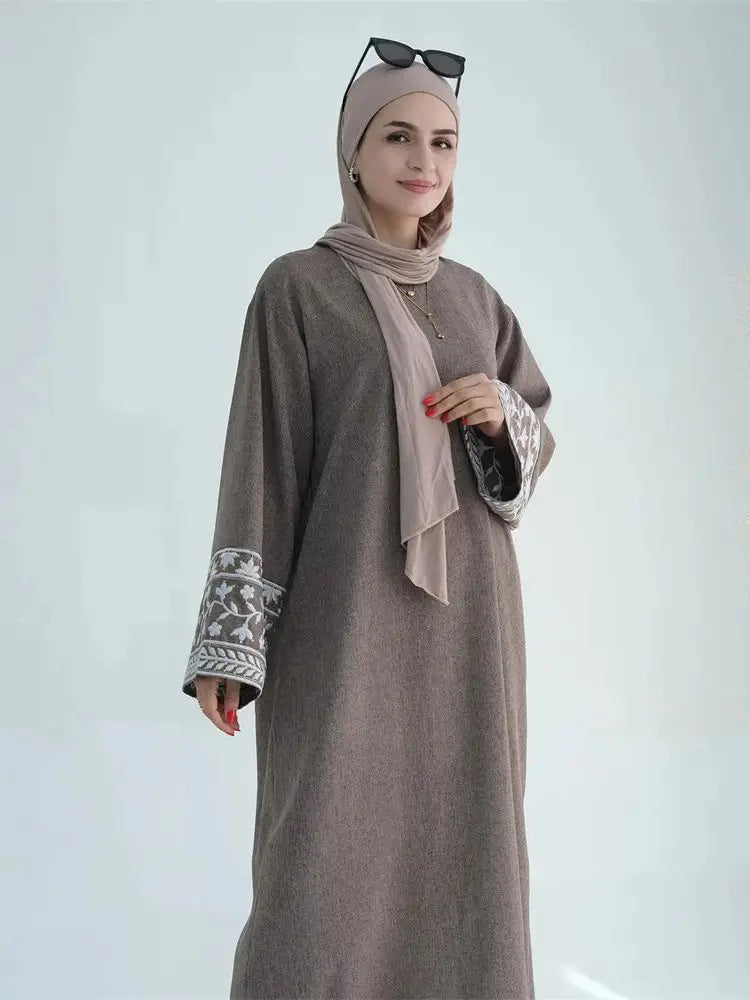 Cralom Black Eid Abaya Modest Dress for Muslim Women