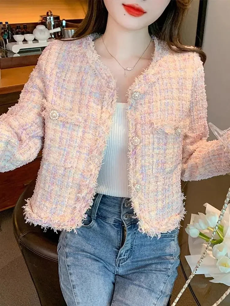Cralom Pink Tassel Jacket: Youthful Winter Coat for Women, Modern Style