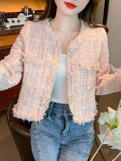 Cralom Pink Tassel Jacket: Youthful Winter Coat for Women, Modern Style