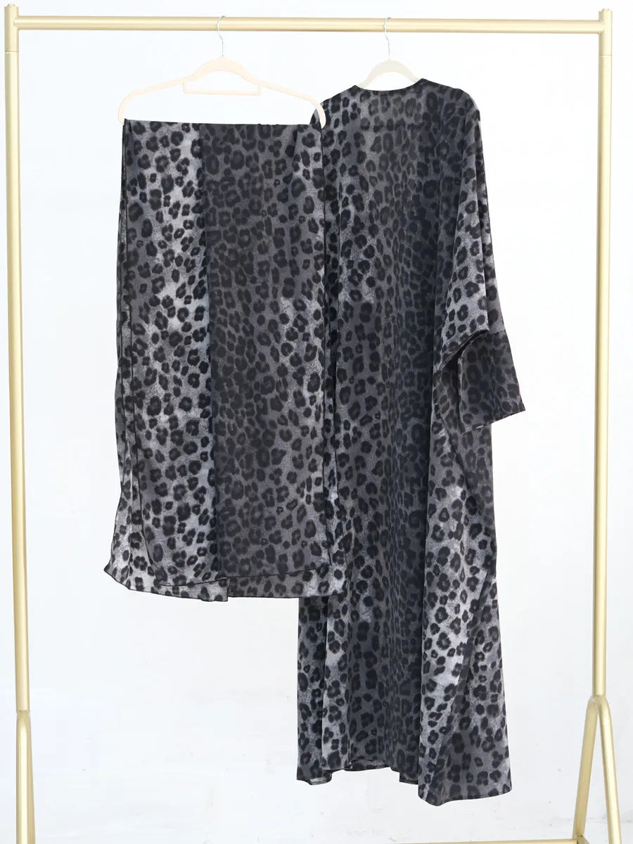 Helyn's Eid Leopard Kimono Cardigan Dress: Luxury Ramadan Fashion