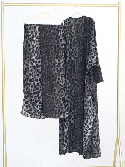 Helyn's Eid Leopard Kimono Cardigan Dress: Luxury Ramadan Fashion