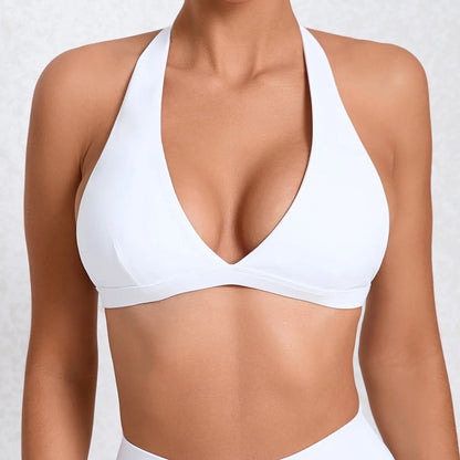 Cralom Halter Neck Sports Bra: Naked Feel Yoga Top, Quick Dry Workout Shirt