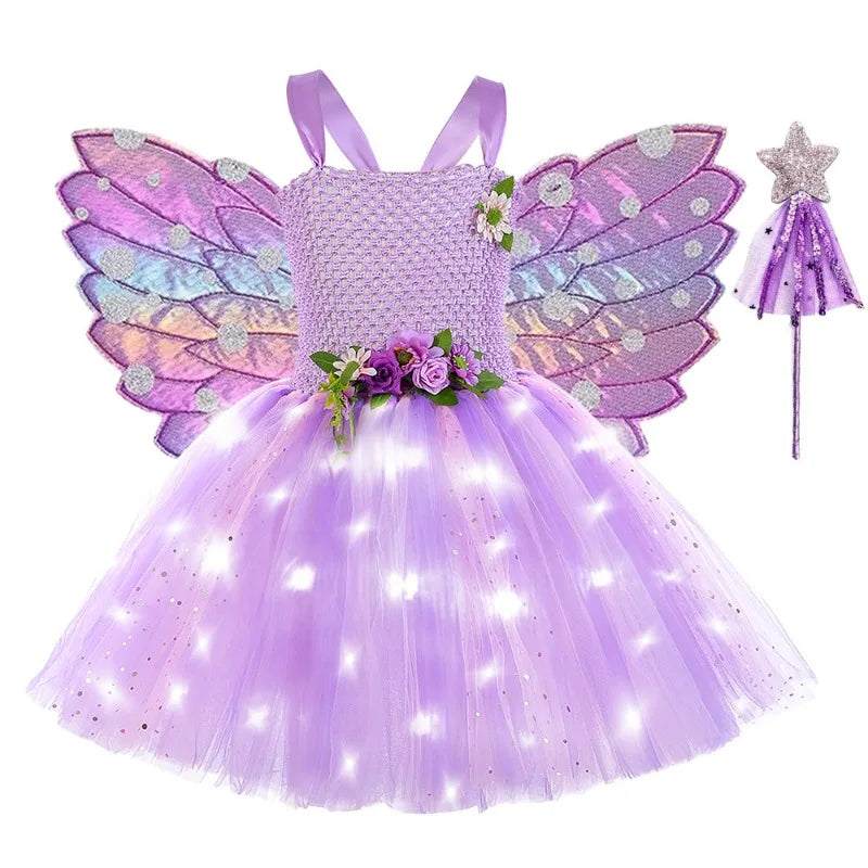 Cralom Fairy Tutu Dress with Wings - Halloween Cosplay Costume