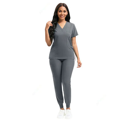 Cralom Stretch Scrub Set: Top & Pants With Pocket, Premium Nurse Doctor Uniform