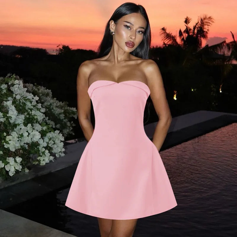 Cralom Sexy Backless One Shoulder Strapless Dress
