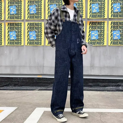 Cralom Adjustable Strap Denim Overalls with Tool Pockets