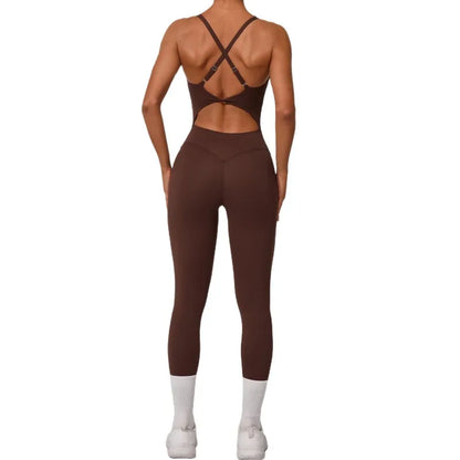Cralom Women's Yoga Fitness Jumpsuit, High Elasticity, Lifts Buttocks, Gym Ready