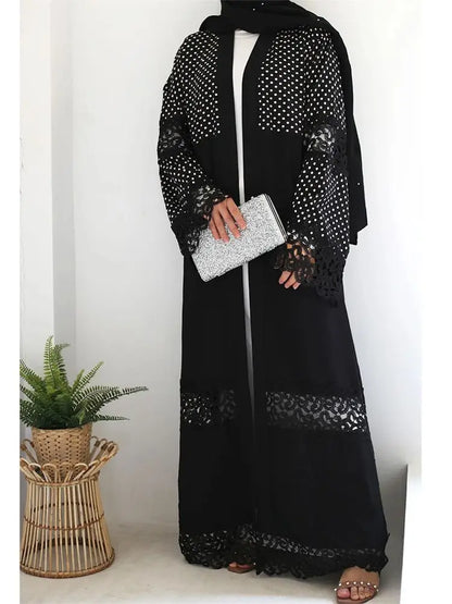 Cralom Ramadan Black Kimono Abaya Dress Modest Muslim Kaftan Robe Femmes