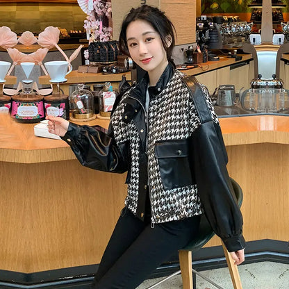 Cralom Women's 2024 Luxury Baseball Crop Jacket Winter Coat for Fashionable Fall Style