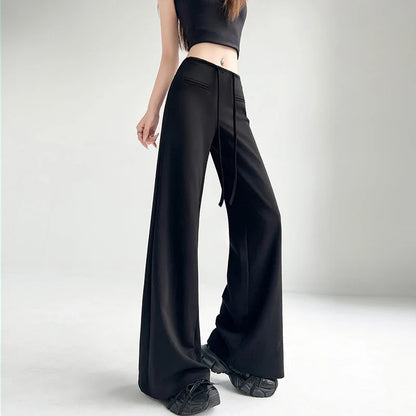 Cralom Vintage Capris: Women's Lace-Up Wide Leg Pants with Pockets