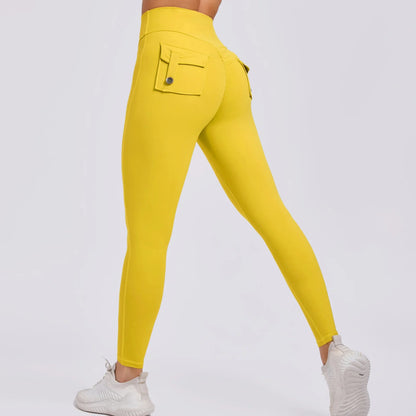 Cralom Seamless Yoga Leggings with Hip-lifting Design & Pocket