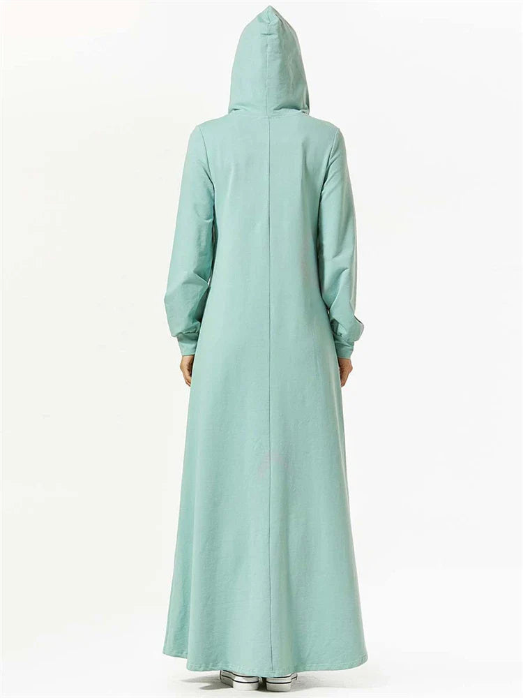 Cralom Green Ramadan Eid Abaya Kaftan Robe for Muslim Women