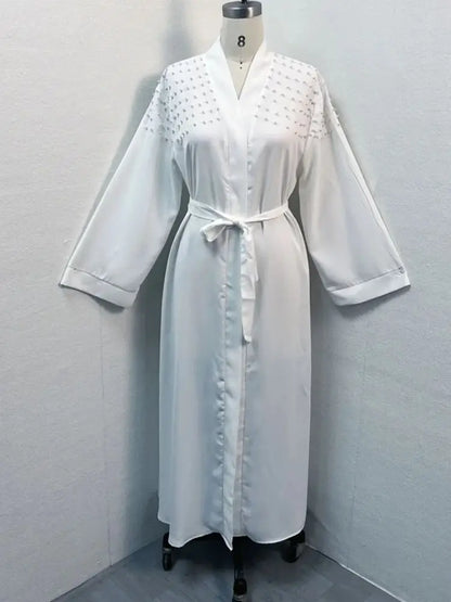 Cralom Luxury Eid Open Abaya Modest Kimono Kebaya Muslim Femme