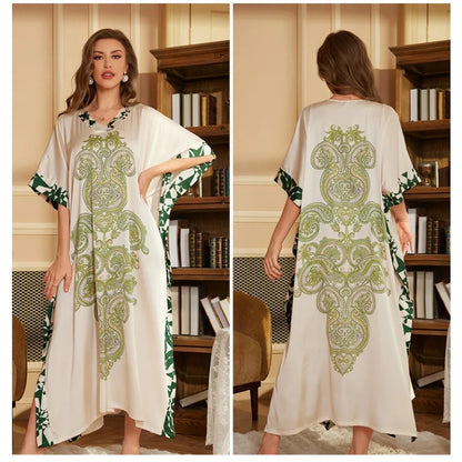 Cralom Printed Long Nightdress for Women in Elegant Spring Design