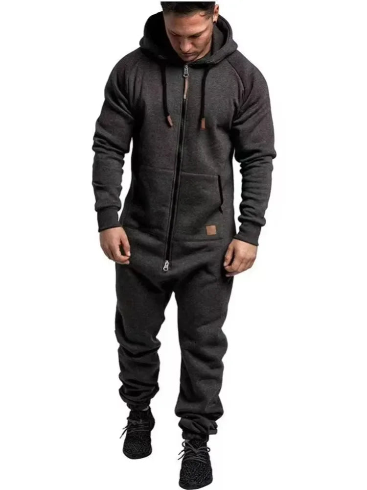 Cralom Men's Hooded Fleece Jumpsuit - Premium Workwear Set