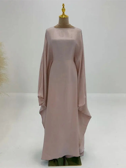 Helynys Butterfly Satin Maxi Abaya - Luxurious Dubai Kaftan Dress