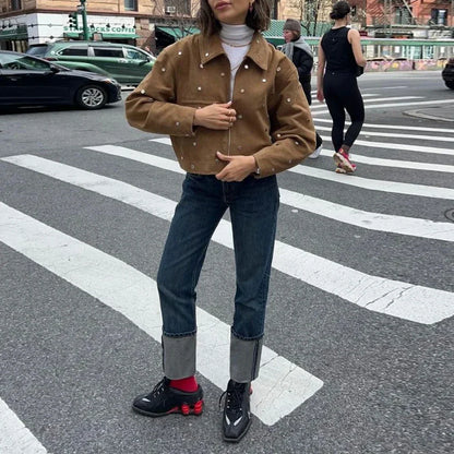 Cralom Patchwork Zipper Jacket: Stylish Women's Outerwear