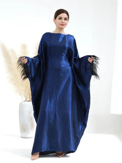 Cralom Ramadan Satin Abaya Dress Niqab - Muslim Fashion for Women